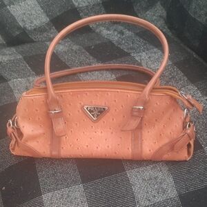 1913 Prada Milano Dal Ostrich Tan Leather Women's Bag